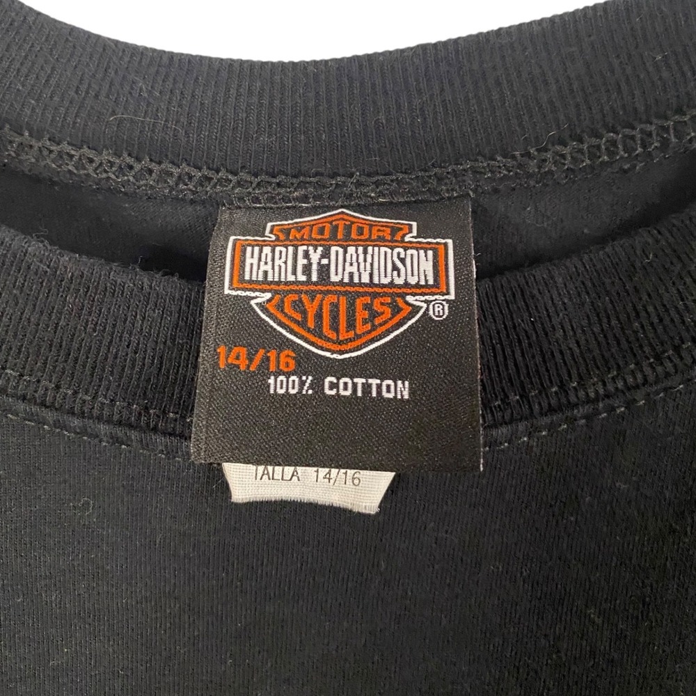 Harley Davidson Boys Black Big Twin Eagle Graphic T-Shirt Size 14/16 L - Picture 3 of 3